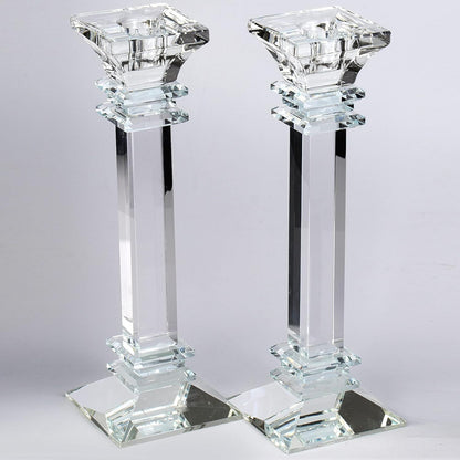 Crystal Candle Holders Set of 2-9.2" Tall Crystal Candlestick Holders - Ultra Elegant & Modern Centerpiece Home Décor Candleholders Candles & Holders Candlestick Holders Home & Kitchen Home Décor Products