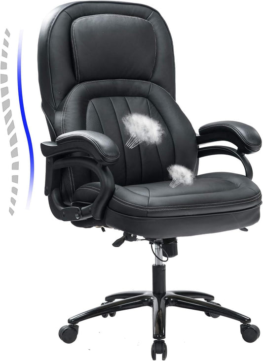 KCREAM Big and Tall Office Chair for Heavy People, Rocking Executive Office Chair Lumbar Support for Desk Chairs with Wheels Lazy Boy Leather Chair Work Chair Sillas Comfortable Chair (9118) Chairs & Sofas Managerial & Executive Chairs Office Furniture & Lighting Office Products