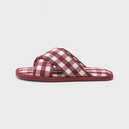 Soft Gingham Cotton House Slippers