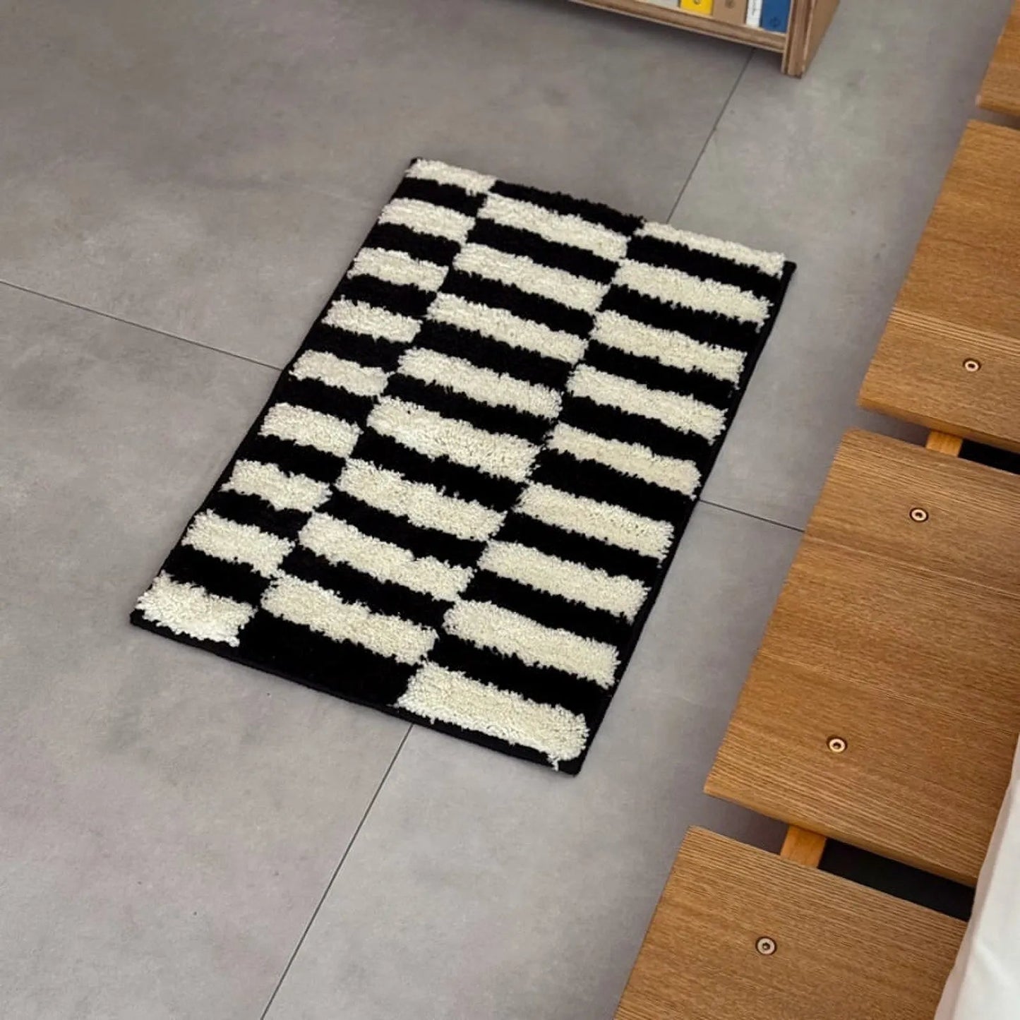 Plush Shaggy Offset Striped Polyester Accent Rug