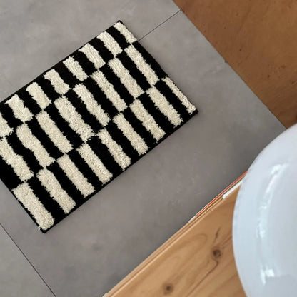 Plush Shaggy Offset Striped Polyester Accent Rug