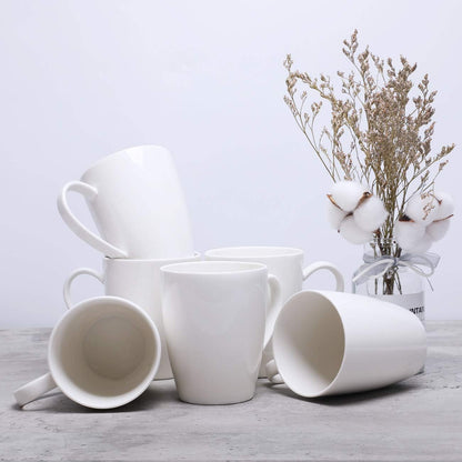 Amhomel Coffee Mugs Set of 6, Porcelain Mugs - 16 Ounce for Coffee, Tea, Cocoa, Cappuccino, Latte and Milk, Large Handle Design, Microwave and Dishwasher Safe, White & Saucers Cups Dining & Entertaining Glassware & Drinkware Home & Kitchen Kitchen & Dining Mug Sets Mugs