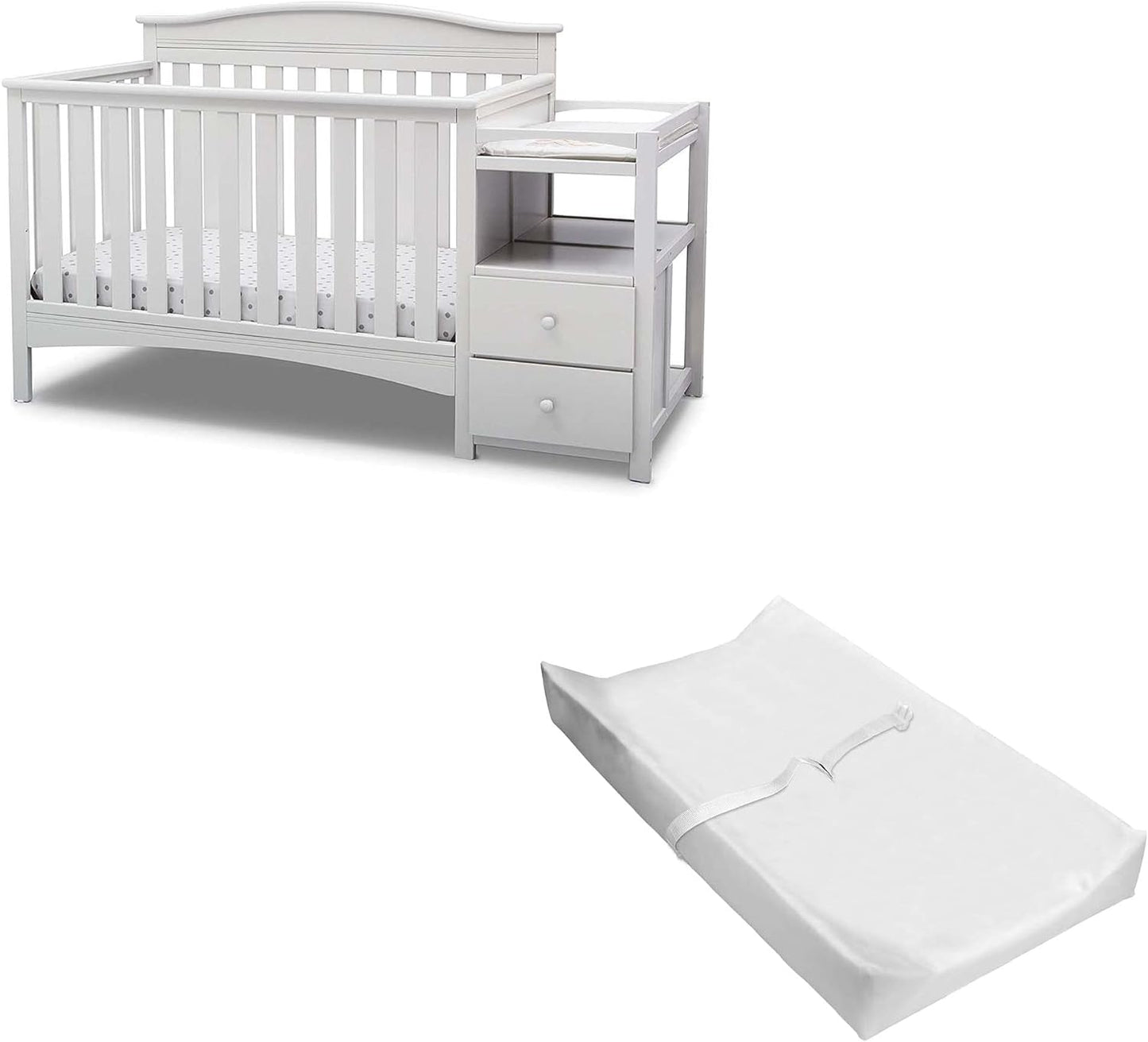 Birkley Convertible Crib N Changer + Changing Pad and Cover [Bundle], Grey Baby Products Changing & Dressing Changing Tables Furniture Nursery