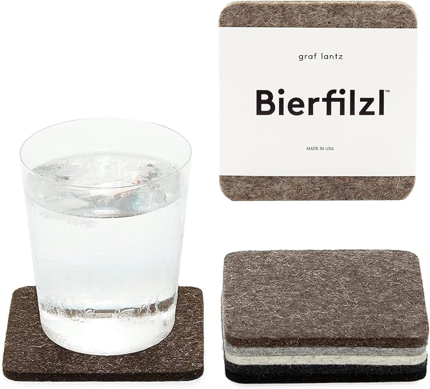 Graf Lantz - Bierfilzl Felt Coasters - Square - 100% Merino Wool - Moisture Wicking - Heat Resistant - Sustainable - Home Decor - Housewarming Gift - 4 Coaster Set - 4" X 4" X 5 Mm - Forest Bar Tools Bar Tools & Drinkware Coasters Dining & Entertaining Home & Kitchen Kitchen & Dining