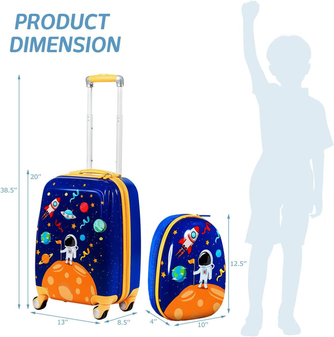 Goplus Kids Luggage Set, 12" & 18" Kids Carry on Luggage Set, Multi-Directional Wheels Suitcase, Large Capacity Rolling Trolley Suitcase, Gift for Boys and Girls Toddlers Children Travel Clothing Kids' Luggage Luggage Luggage & Travel Gear Shoes & Jewelry