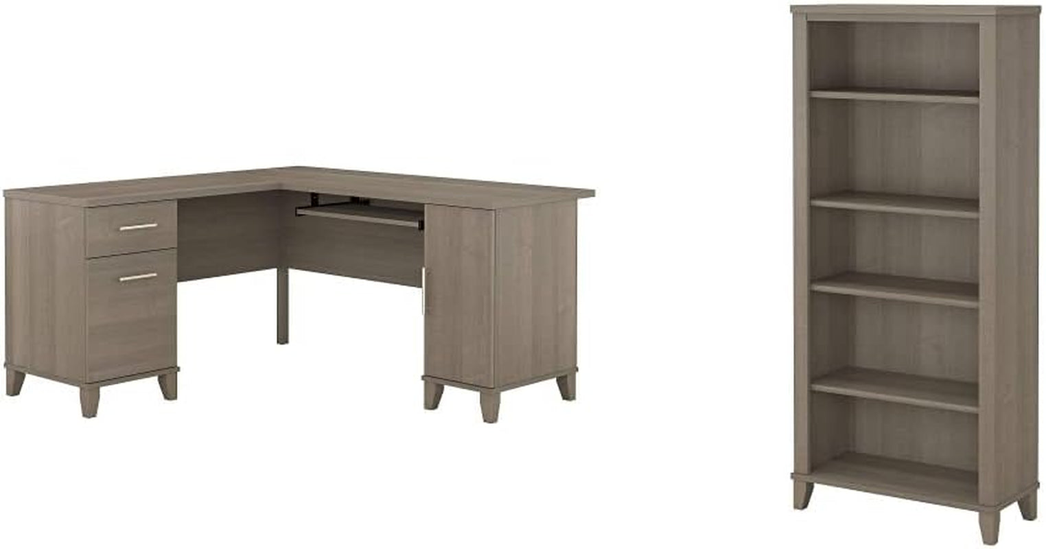 Bush Furniture Somerset L Shaped Desk with Storage and Lateral File Cabinet in Ash Gray Cabinets File Cabinets Lateral File Cabinets Office Furniture & Lighting Office Products Racks & Shelves