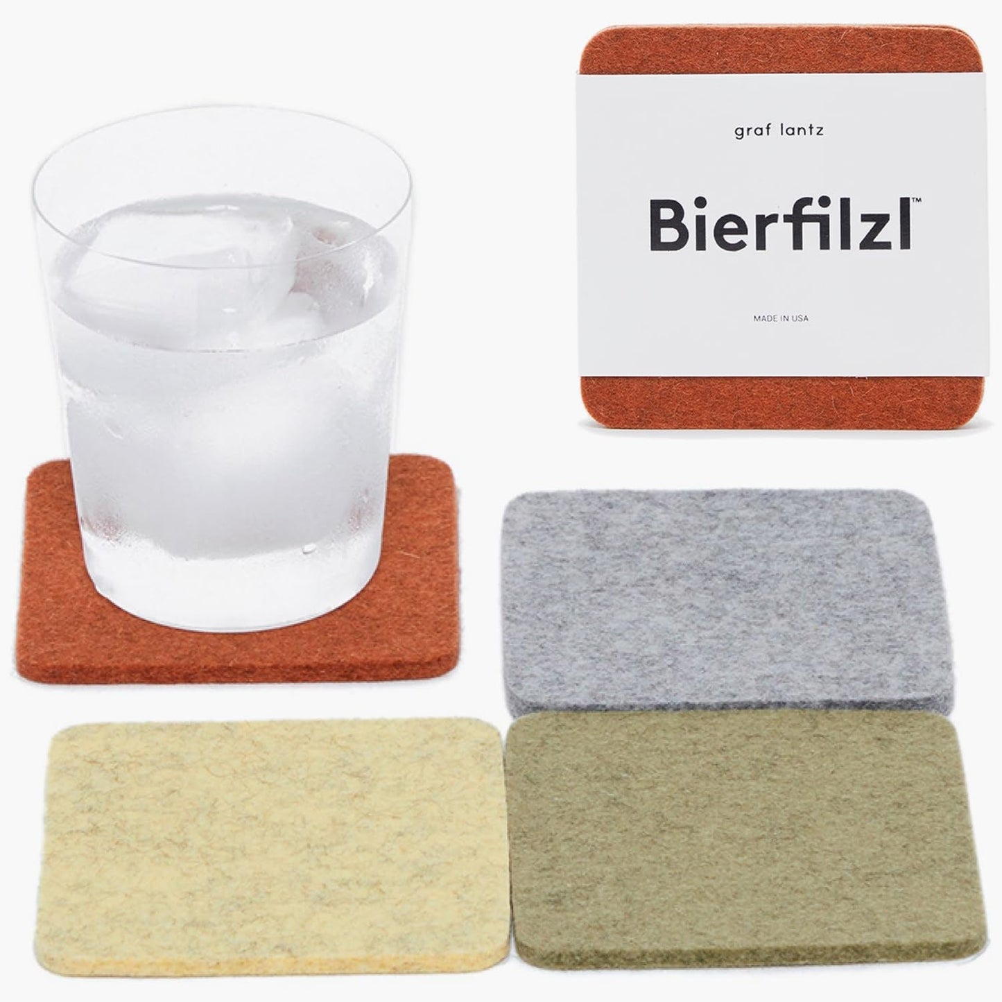 Graf Lantz - Bierfilzl Felt Coasters - Square - 100% Merino Wool - Moisture Wicking - Heat Resistant - Sustainable - Home Decor - Housewarming Gift - 4 Coaster Set - 4" X 4" X 5 Mm - Forest Bar Tools Bar Tools & Drinkware Coasters Dining & Entertaining Home & Kitchen Kitchen & Dining