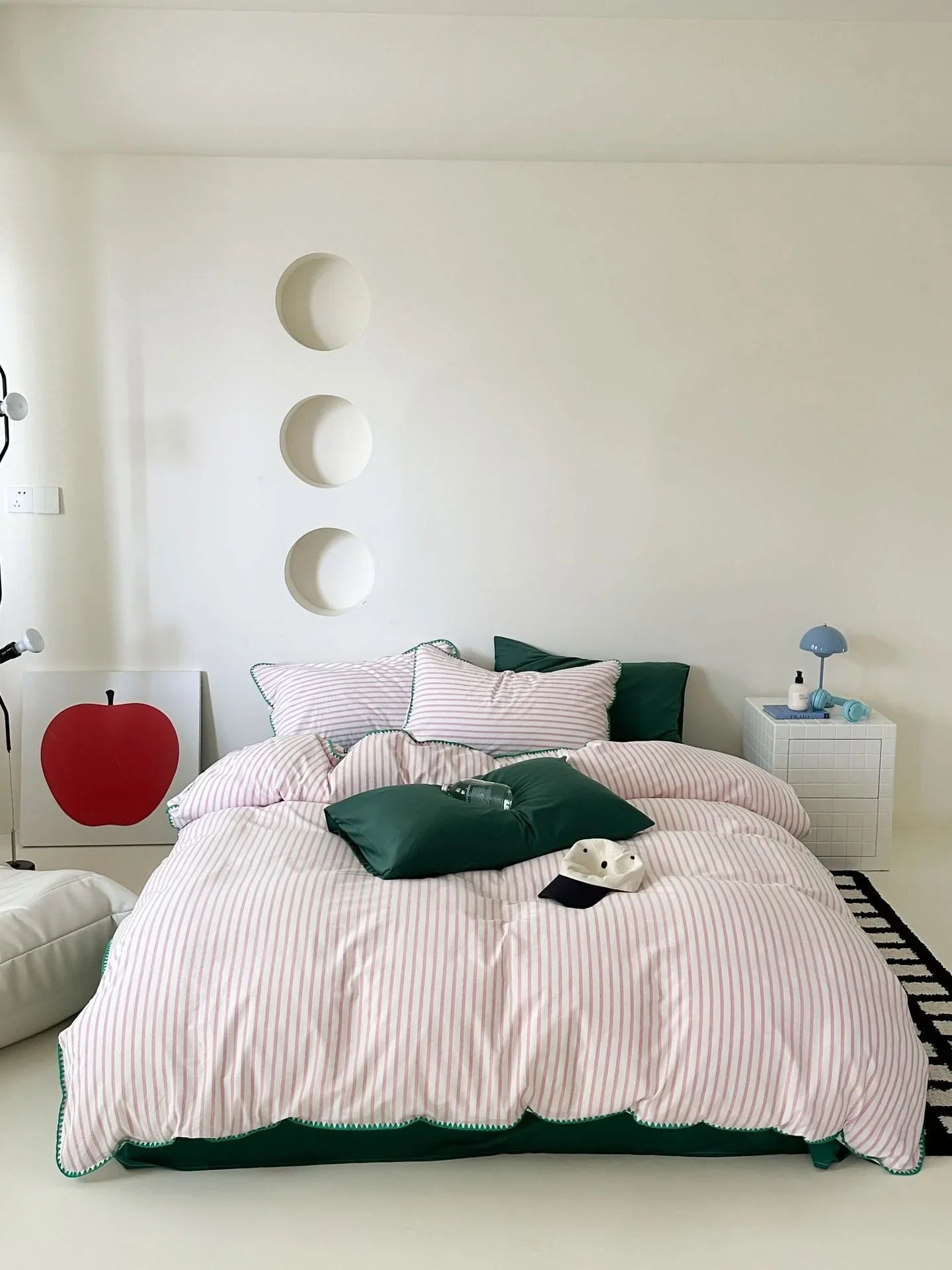 Soft Scalloped Striped Cotton Bedding Set