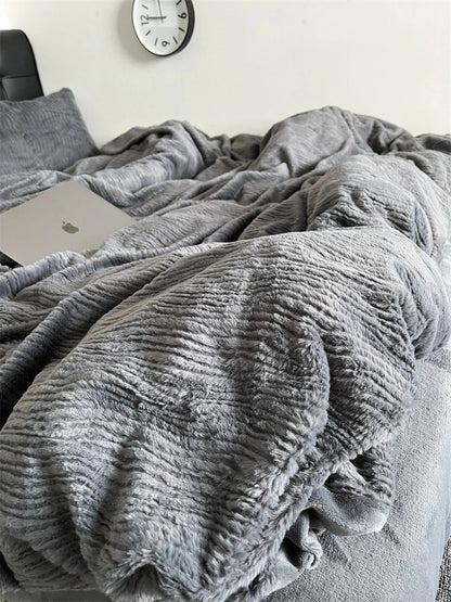 Plush Ruched Fleece Bedding Set