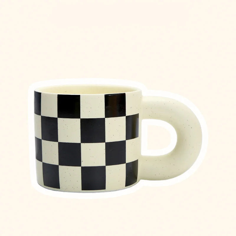 Chunky Checkered Ceramic Mug