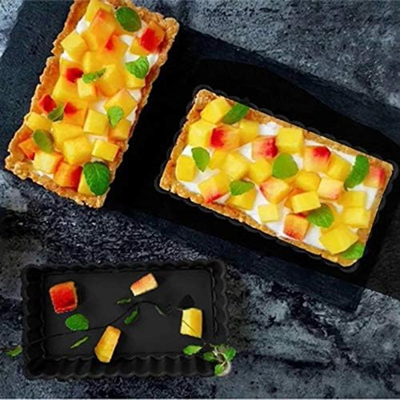 9 Inch Tart Pan and 4 Inch Mini Rectangle Tart Pan Nonstick Quiche Pan Removable Bottom Non-Stick Pie Tart Baking Dish Pan Carbon Steel for Kitchen Cooking Baking,5 Packs Bakeware Home & Kitchen Kitchen & Dining Pie Tart & Quiche Pans Tart Pans