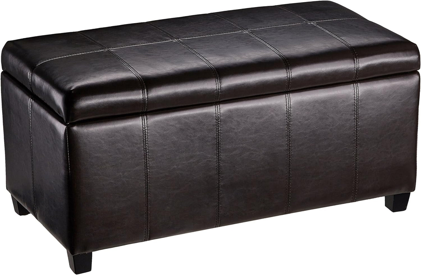 FIRST HILL FHW Bench Collection Rectangular Storage Ottoman, Midnight Black Furniture Home & Kitchen Living Room Furniture Ottomans