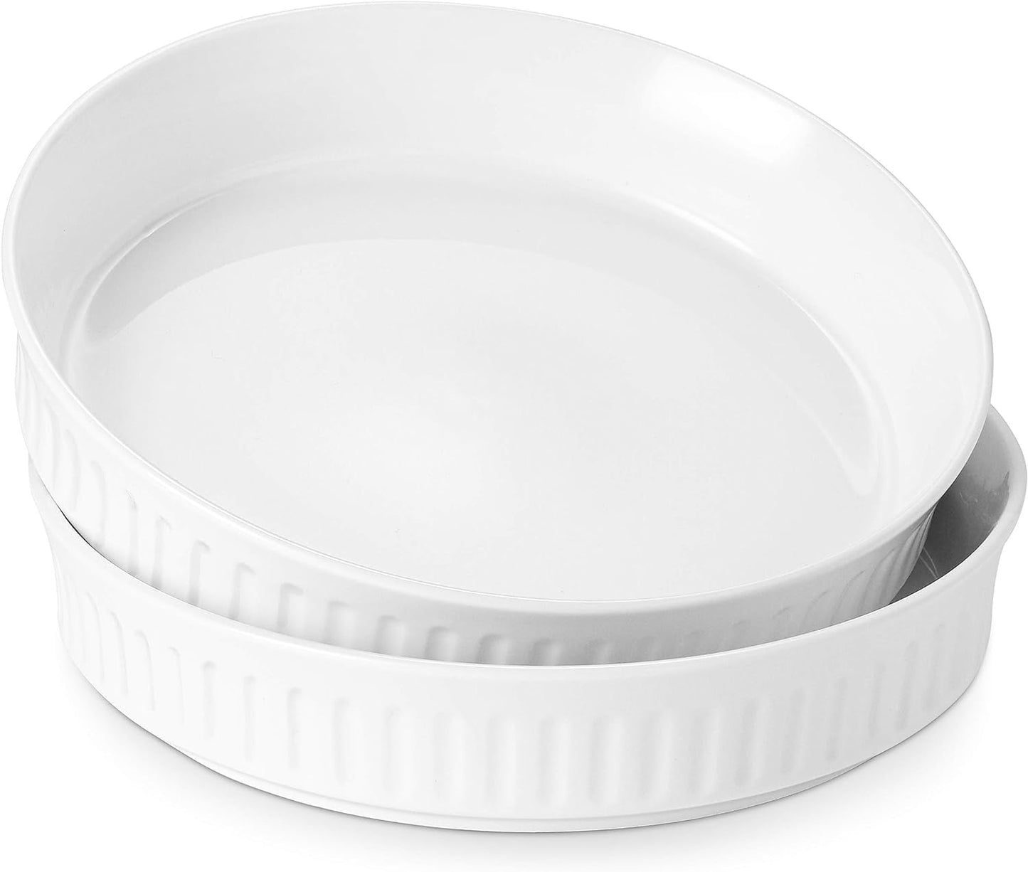 DOWAN Quiche Pan Set of 2-8 Inches Ceramic Pie Pan for Baking, Porcelain Tart Pan Deep Dish for Pie, Pizza, Crustless Quiche, Chicken Pot, round Pasta Serving Bowl Microwave Safe, White Bowl Sets Bowls Dining & Entertaining Dinnerware Dinnerware & Serveware Home & Kitchen Kitchen & Dining