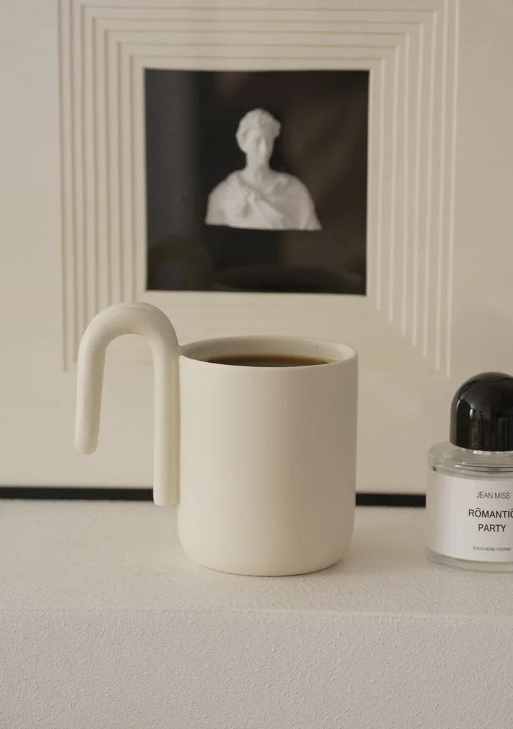 Sculptural Loop Handle Frosted Ceramic Mug