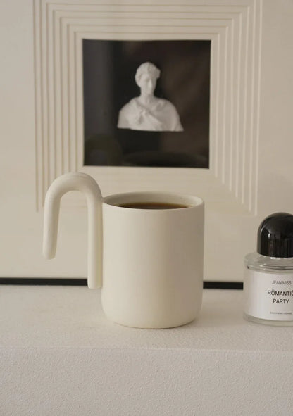 Sculptural Loop Handle Frosted Ceramic Mug