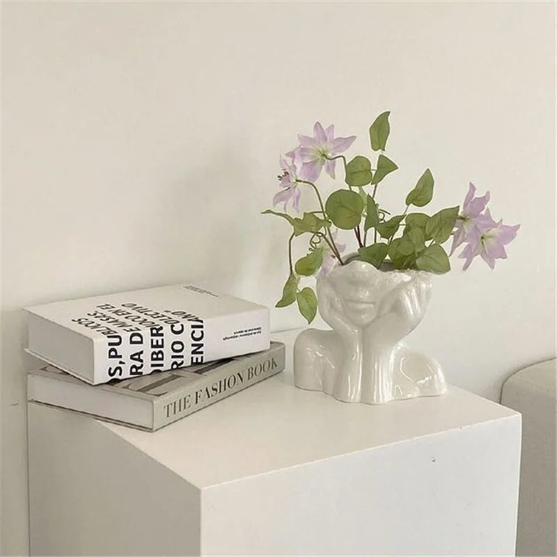 Sculptural Abstract Face Resin Vase