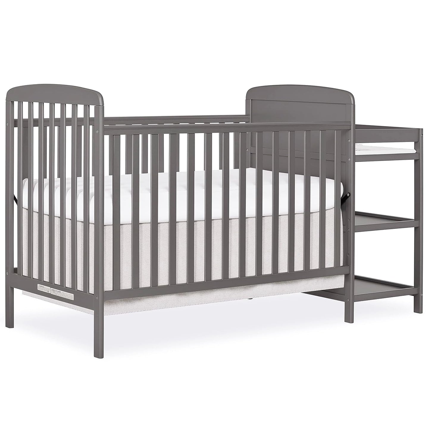 Anna 3-In-1 Full-Size Crib and Changing Table Combo in Steel Grey, Greenguard Gold Certified, Non-Toxic Finishes, Includes 1" Changing Pad, Wooden Nursery Furniture Baby Products Changing & Dressing Changing Tables Furniture Nursery