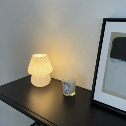 Swirled Glass Mushroom Lamp