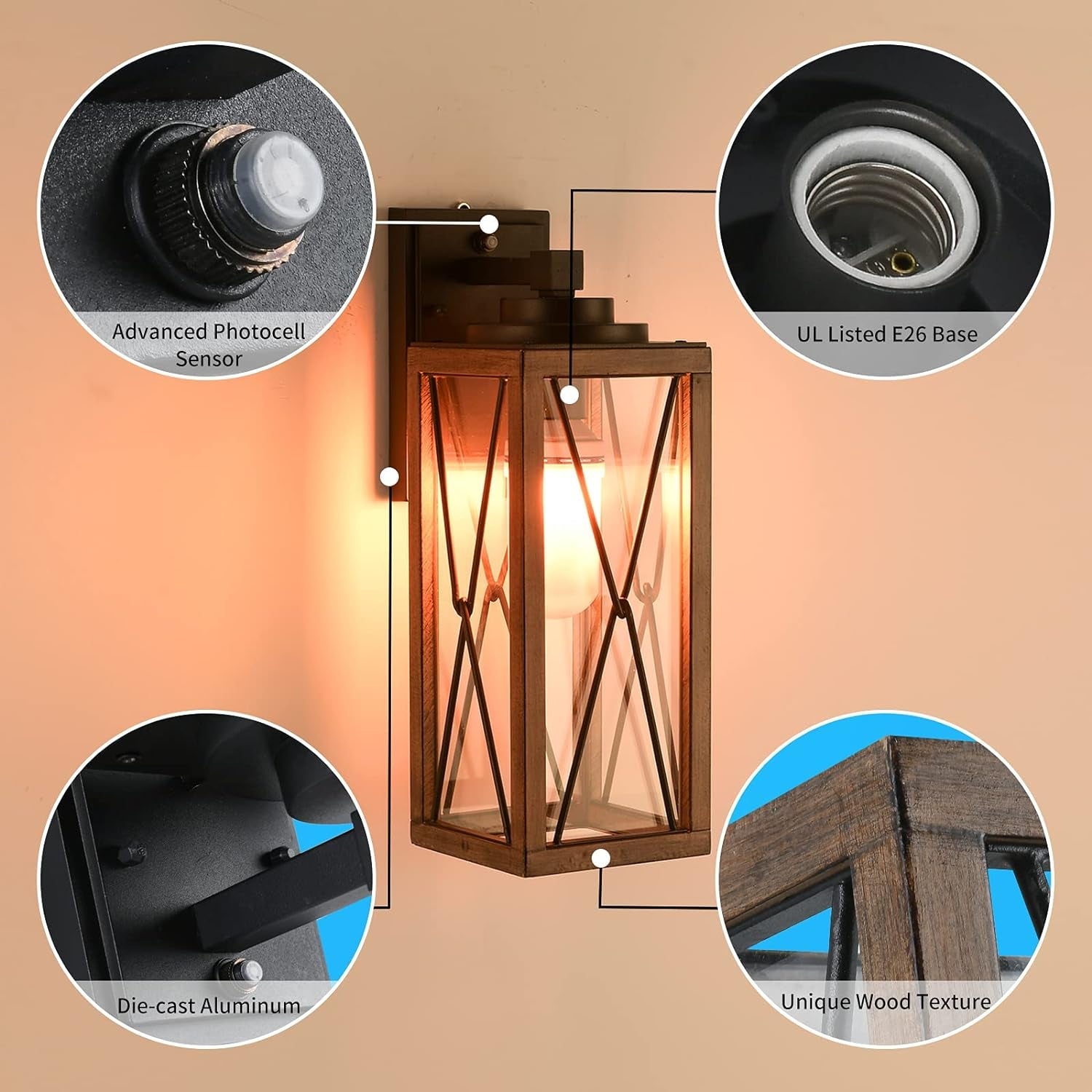 LONEDRUID Dusk to Dawn Sensor Outdoor Wall Lantern 16" H Waterproof Exterior Wall Light outside Sconce Lighting Fixtures Anti-Rust Wall Mount Lamp for Front Porch Garage Doorway Entryway, ETL List Lighting & Ceiling Fans Outdoor Lighting Porch & Patio Lights Tools & Home Improvement Wall Lights