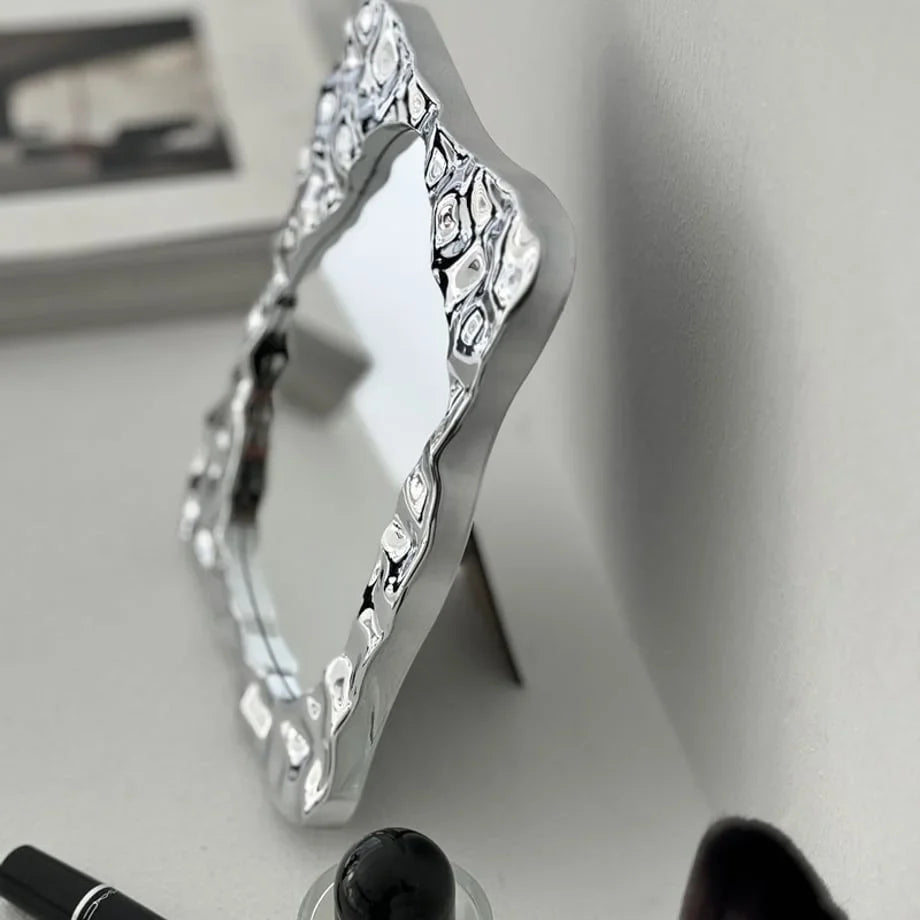 Molten Irregular Chrome Desktop Mirror