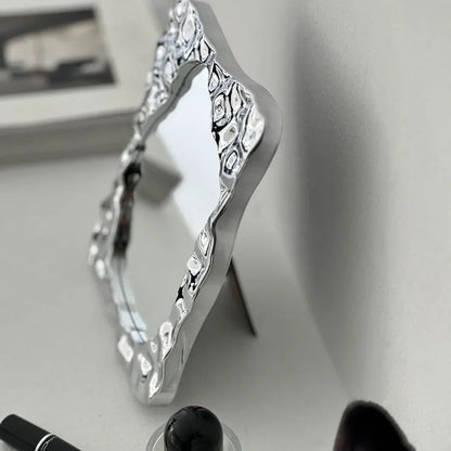 Molten Irregular Chrome Desktop Mirror