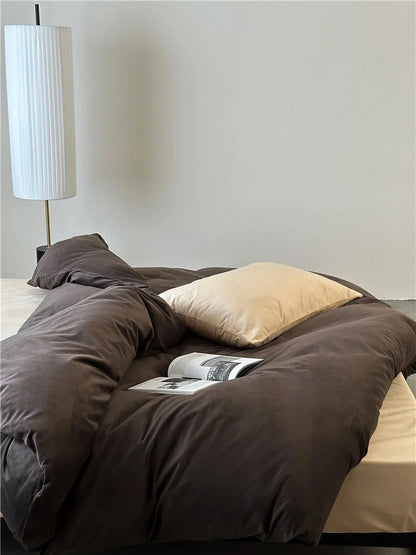 Plush Solid Color Velvet Bedding Set