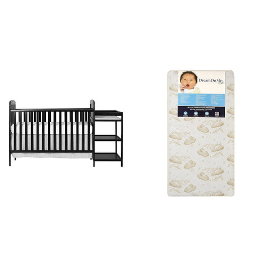 4 in 1 Full Size Crib and Changing Table Combo with Dream on Me Spring Crib and Toddler Bed Mattress, Twilight Baby Products Furniture Furniture Collections Nursery