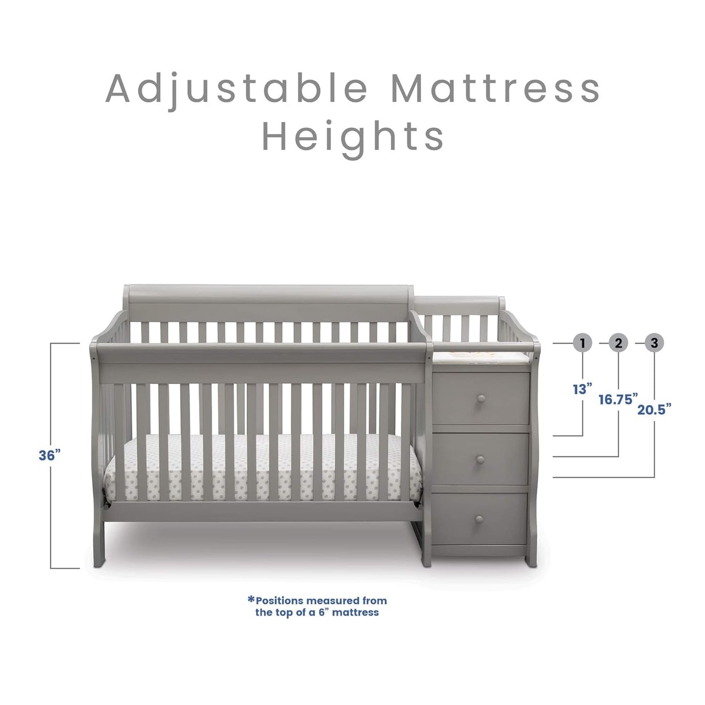 Princeton Junction Convertible Crib N Changer, Grey + Serta Perfect Slumber Dual Sided Recycled Fiber Core Crib and Toddler Mattress (Bundle) Baby Products Convertible Cribs Furniture Infant & Toddler Beds Nursery