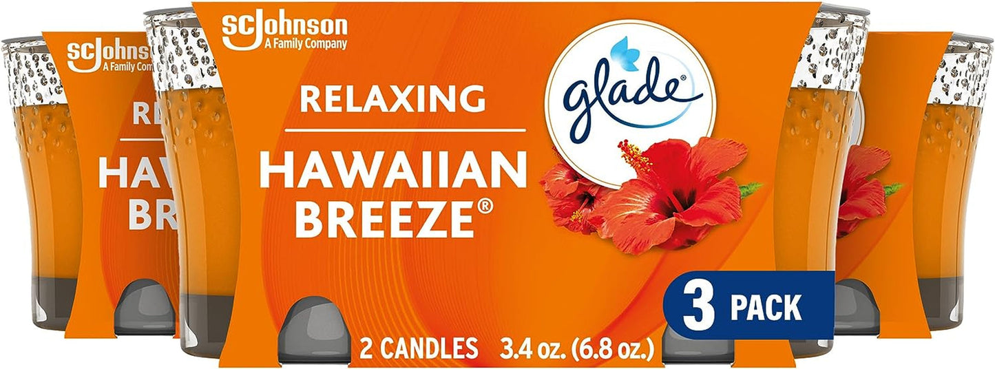 Glade Candle Jar, Air Freshener, Hawaiian Breeze, 3.4 Oz, 2 Count Candles Candles & Holders Home & Kitchen Home Décor Products Jar Candles