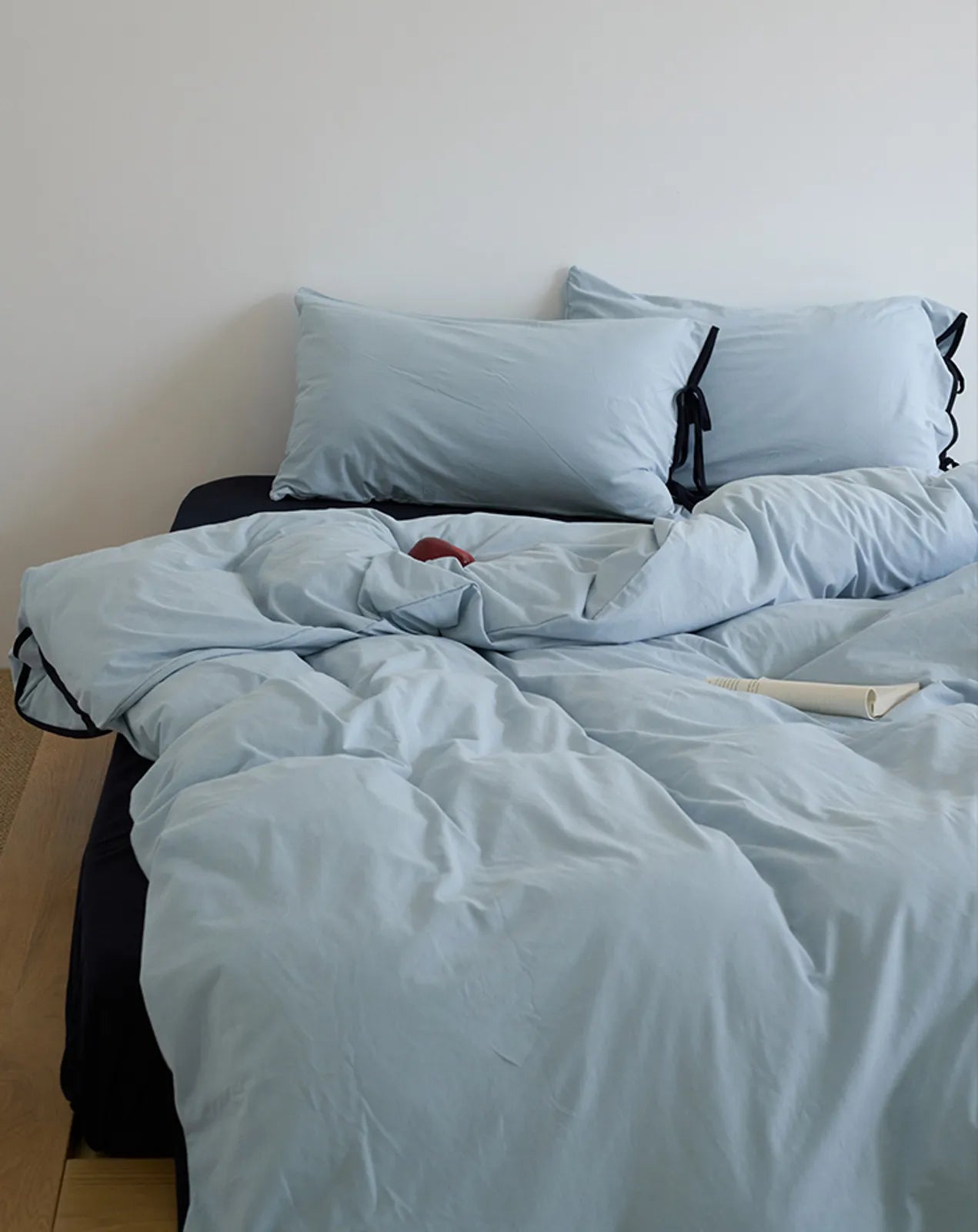 Soft Contrast Tie Washed Cotton Bedding Set
