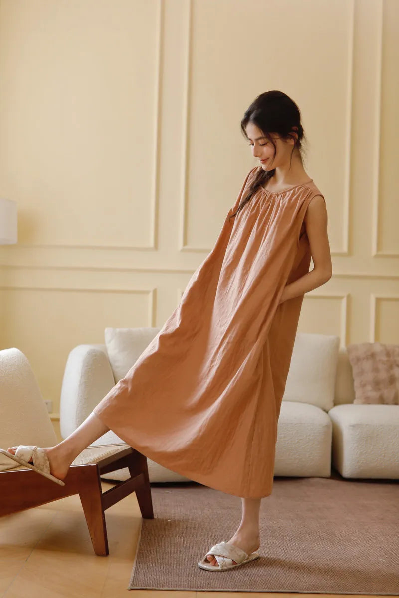 Cloud-Soft Crinkled Double Gauze Pajama Dress