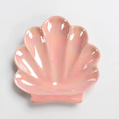 Iridescent Ceramic Seashell Jewelry Tray
