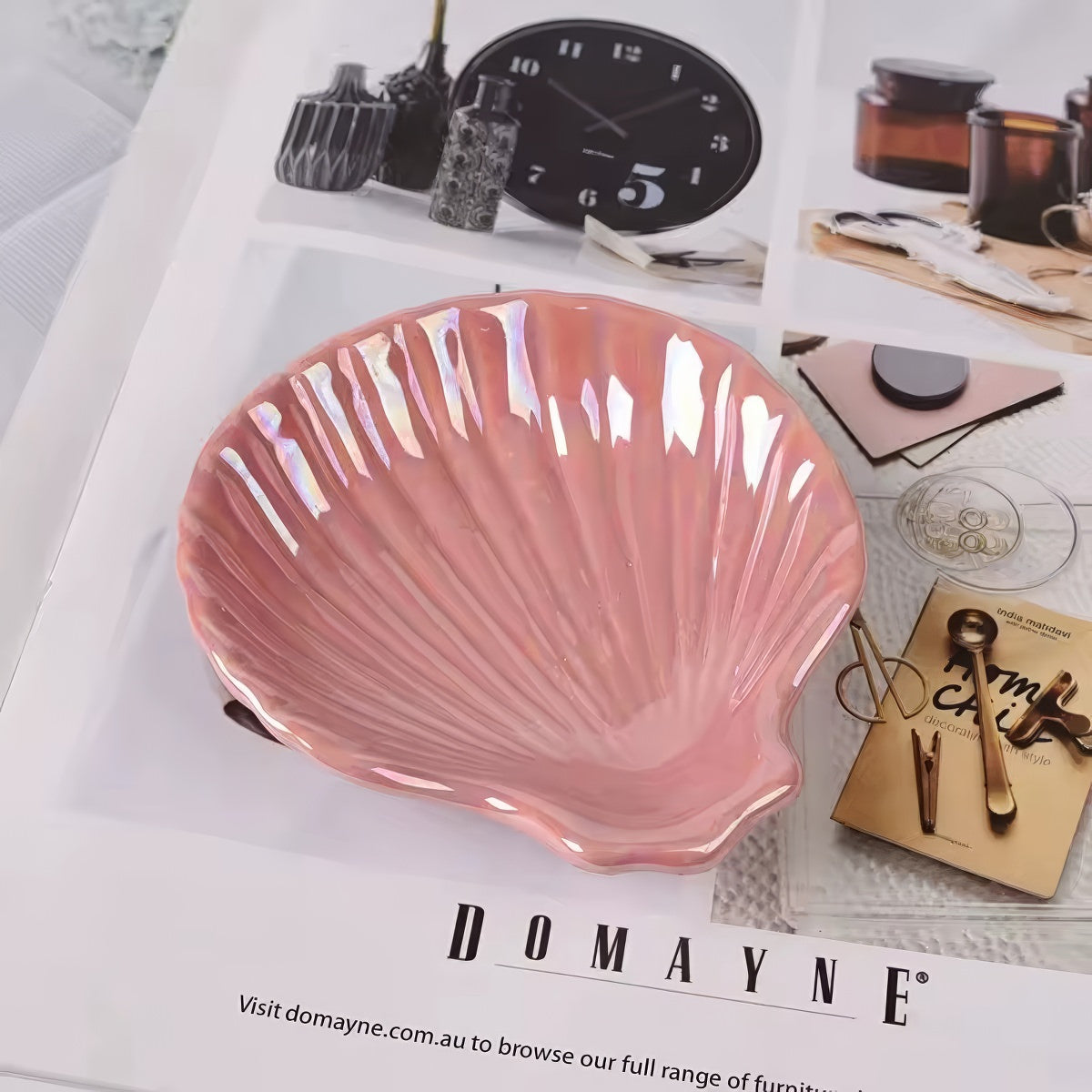 Iridescent Ceramic Seashell Jewelry Tray