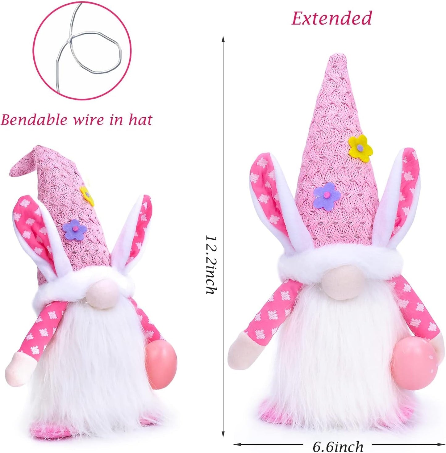 Easter Gnomes Decorations, 2Pcs Bunny Gnomes Plush with LED Light, Spring Easter Day Home Table Decor Ornaments for Easter Holiday Party Collectible Figurines Home & Kitchen Home Décor Accents Home Décor Products