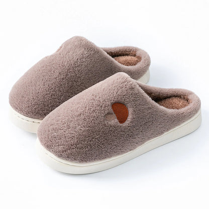 Plush Mushroom Embroidered Fleece House Slippers