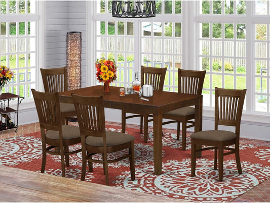 East West Furniture LYVA7-ESP-C Lynfield 7 Piece Kitchen Set Consist of a Rectangle Table with Butterfly Leaf and 6 Linen Fabric Dining Room Chairs, 36X66 Inch Dining Room Furniture Furniture Home & Kitchen Table & Chair Sets