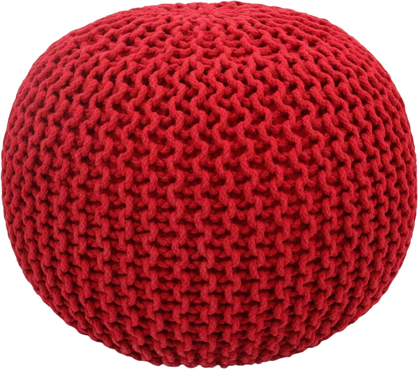 COTTON CRAFT round Pouf - Hand Knitted Tweed Cable Dori Pouf Ottoman - Cotton Braid Cord Foot Stool Floor Pouf Footrest Accent Seat Furniture Bean Bag - Family Room Kids Nursery Dorm - 20X14 - Natural Furniture Home & Kitchen Living Room Furniture Ottomans