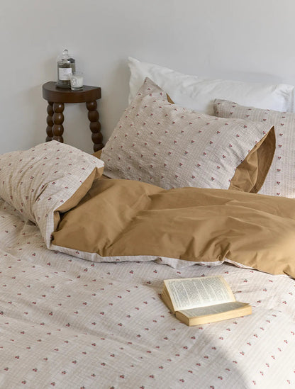 Textured Ditsy Cherry Washed Cotton Bedding Set