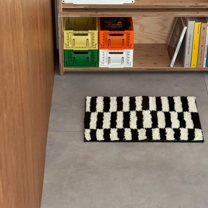 Plush Shaggy Offset Striped Polyester Accent Rug