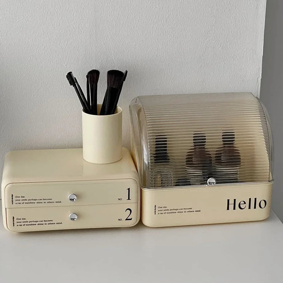 Retro Typographic Stackable ABS Makeup Organizer