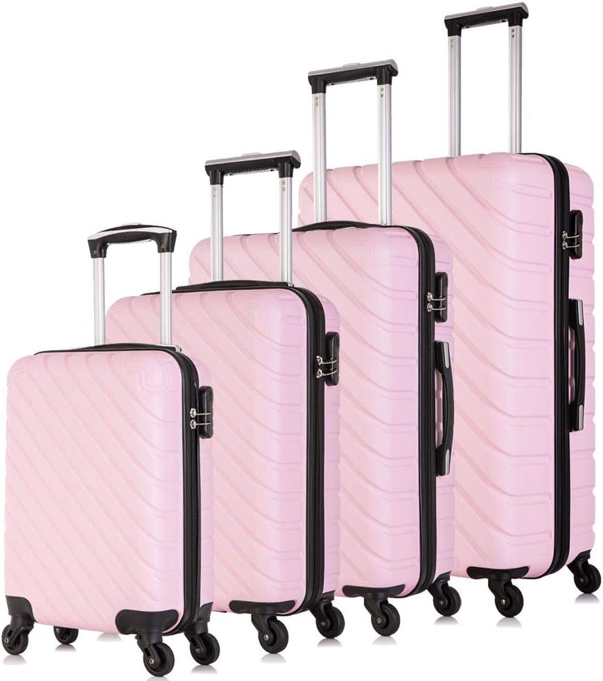 Apelila Hardshell Luggage ABS Luggages Sets with Spinner Wheels Hard Shell Spinner Carry on Suitcase(Silver, 4 PCS) Clothing Luggage Luggage & Travel Gear Luggage Sets Shoes & Jewelry