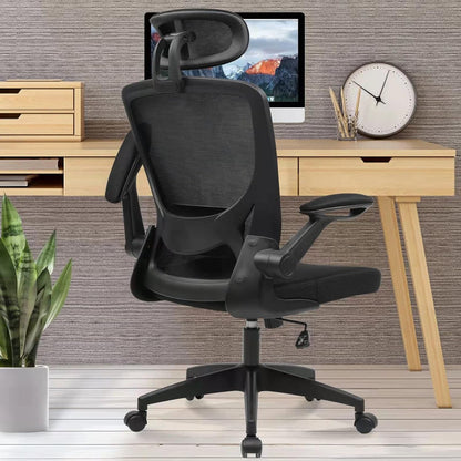 KERDOM Ergonomic Office Chair, Breathable Mesh Desk Chair, Lumbar Support Computer Chair with Headrest and Flip-Up Arms, Swivel Task Chair, Adjustable Height Gaming Chair Furniture Home & Kitchen Home Office Chairs Home Office Desk Chairs Home Office Furniture