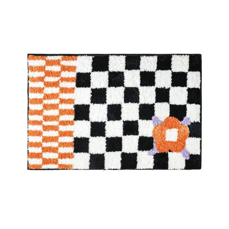 Checkerboard Flower Accent Rug AESTHETIC_Danish Pastel AESTHETIC_Indie SUB CATEGORY_Rugs