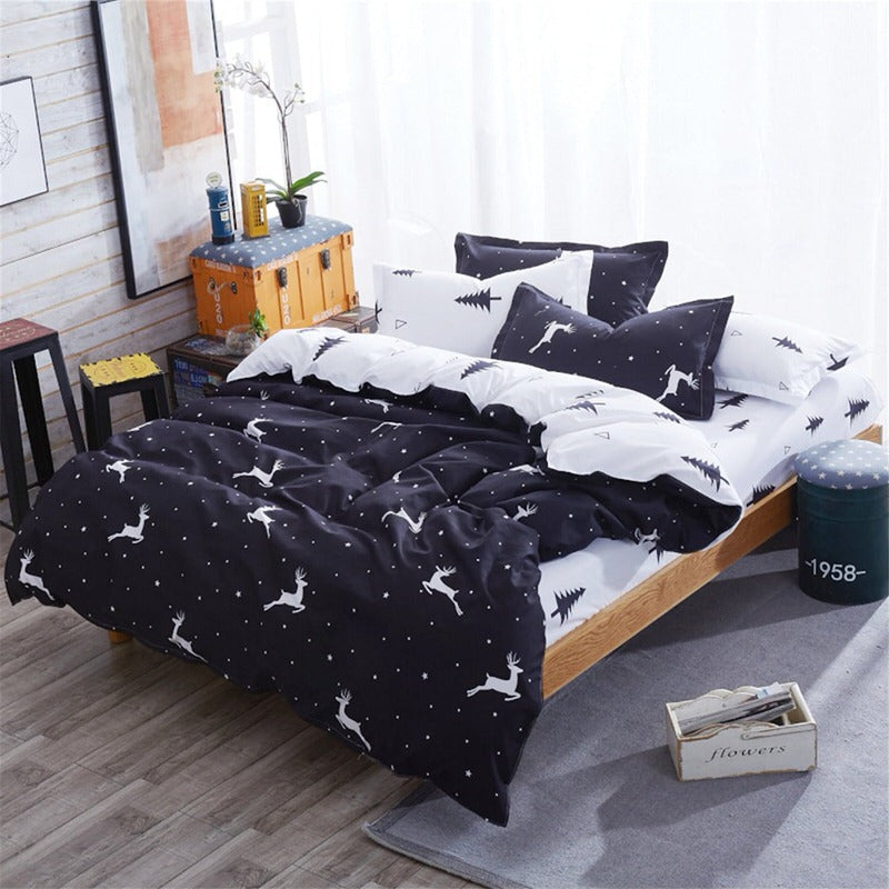 Christmas Trees and Deers Bedding Set bed sheet bedsheets duvet cover duvet set new year xmas