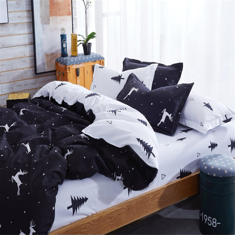 Christmas Trees and Deers Bedding Set bed sheet bedsheets duvet cover duvet set new year xmas