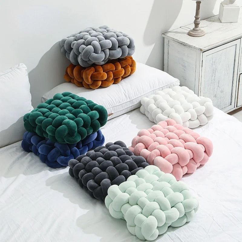 Coussin en peluche épais tricoté