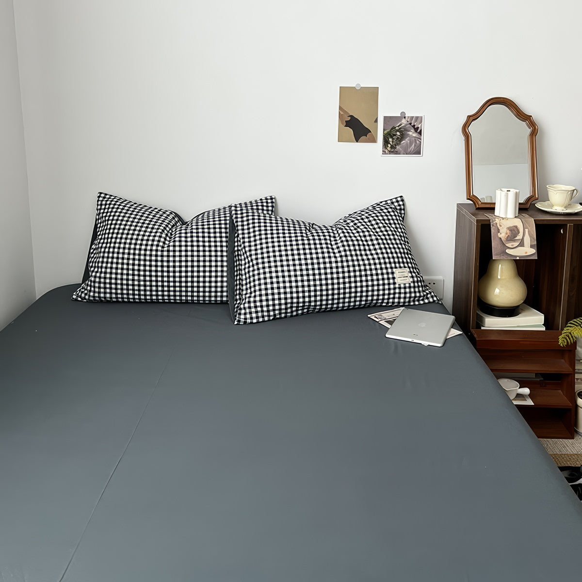 Parure de lit classique à carreaux noirs
