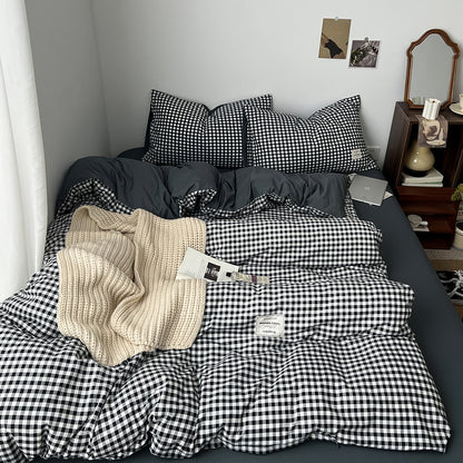 Parure de lit classique à carreaux noirs