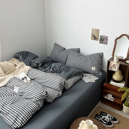 Parure de lit classique à carreaux noirs
