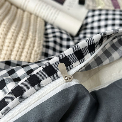 Parure de lit classique à carreaux noirs